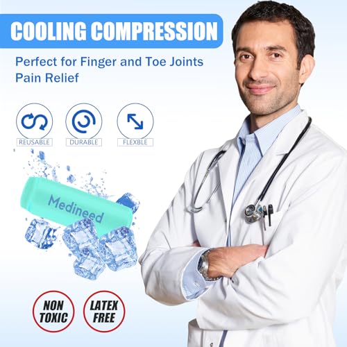 Medineed 2PCS Finger Gel Ice Pack Sleeves, Cold Therapy for Injuries, Green - color: Green
