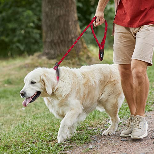 PetiFine Slip Lead Dog Leash Reflective, 6FT x 1/2" Heavy Duty Slip Leash - color: Red, size: 1/2" x 6 FT