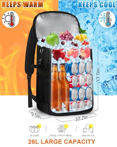 Capolo Cooler Backpack Insulated Leak Proof for Women Men Soft Cooler Bag - color: Deep Black Leather, size: 36 Cans