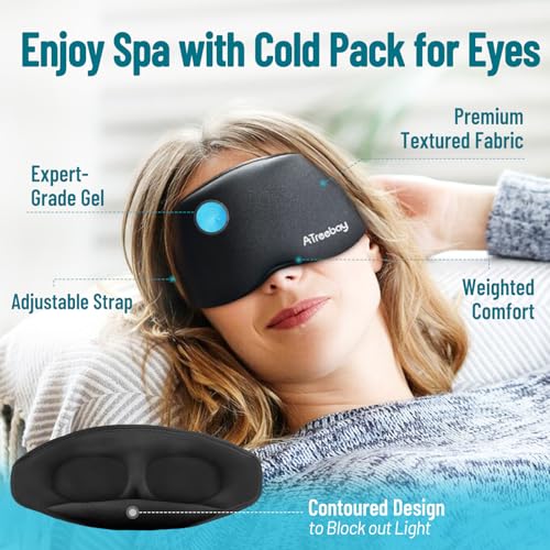 Cooling Eye Mask for Puffy Eyes, Ice Eye Pack After Surgery Relief - Reuable Cold Compress for Dry Eye - Comfortable Perfect Fit Gel Sleep Mask (Black of 3D) - color: Black of 3d
