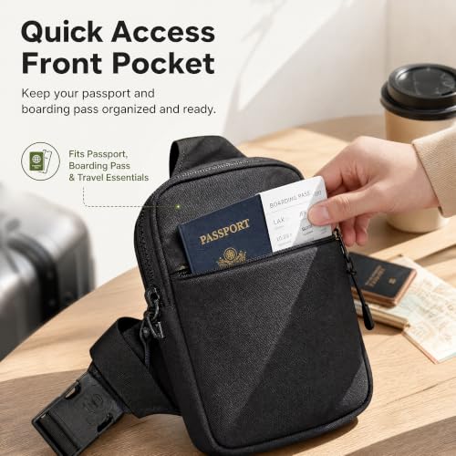 Simptech Crossbody Sling Bag - RFID Blocking Anti-Theft Chest Pack - 500D Nylon Fanny Pack, Hidden Pocket & Cut-Resistant Strap for Running, Travel & Everyday Workout - color: Black Plus