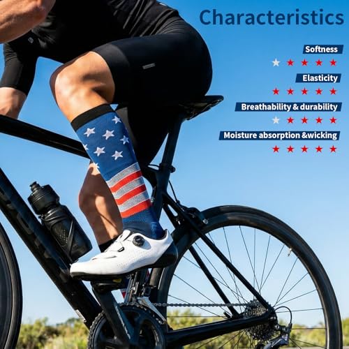 American Flag Compression Socks 15-20 mmHg, Knee High Sports Pair - size: Large-X-Large