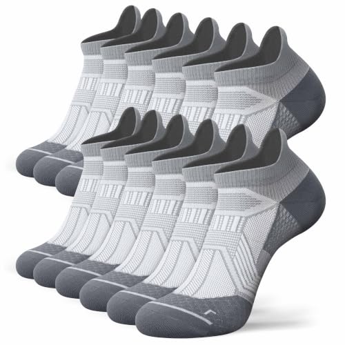 Hylaea Compression Ankle Socks for Running Athletic, Moisture Wicking - color: Grey 6 Pairs, size: Small