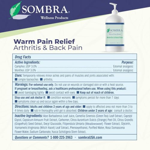 Sombra Warm Pain Relief 32 oz Pump for Arthritis, Back Pain & Pre-Exercise - size: 32 Ounce (Pack of 1)
