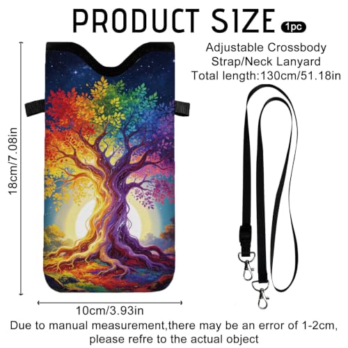 GLOBLELAND Tree of Life Cell Phone Sleeve Pouch Case Bag 7.1×3.9 inch Starry Sky Shockproof Universal Phone Bag with Crossbody Strap Neck Lanyard for Women Men Phone Headphones Watch Multicolor - color: Tree of Life