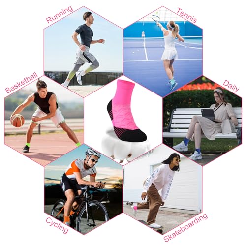 NIcool Cycling Socks For Men, 1/3 Pairs Bright Seamless Compression Running Crew Socks Youth Cushioned Tennis Quarter Socks - color: 3 Pairs Pink