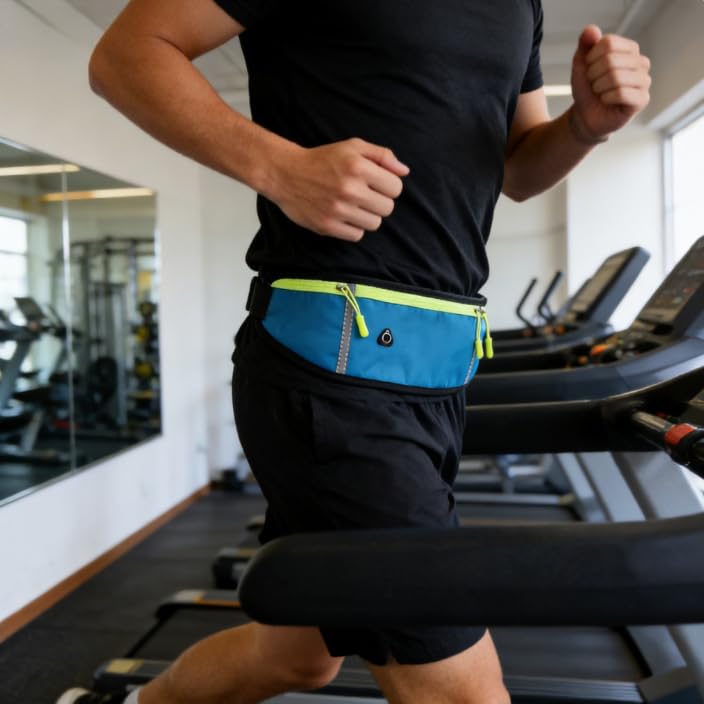Sports Waist Pack with Water Bottle Holder – Reflective Running Belt with Multi Pocket Storage for Cycling and Exercise (Blue) - color: Blue
