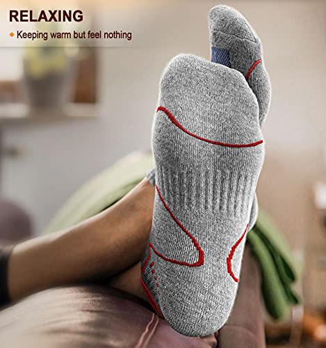 BULLIANT Men Running Ankle Socks 6Pack-Cushioned Support-Low Cut No Show - color: 6pairs-black/Gray Heather3099, size: 10-12