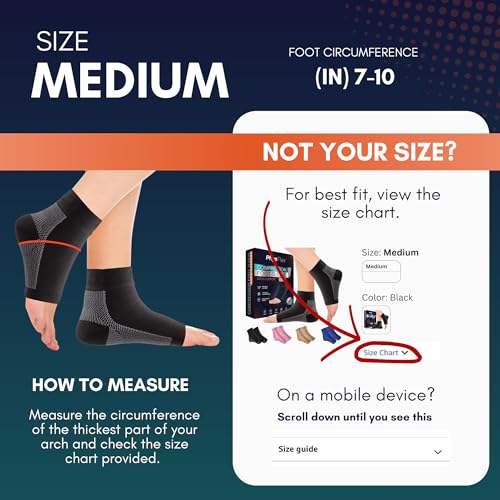 Ankle Brace Socks - Ankle Compression Sleeve - Foot Brace for Women & Men - color: Black, size: Medium
