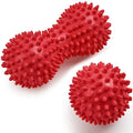 URAQT Spiky Massage Ball Set, 2 Pack Physical Therapy Massage Balls, Hard Lacrosse Ball & Spiky Massage Ball for Myofascial Release and Trigger Point Deep Tissue Massage (Red) - color: 2pcs-red