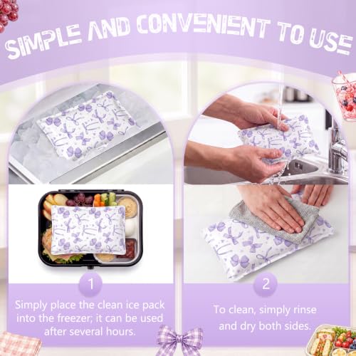 VIHOSE 2 Pcs Ice Packs for Lunch Box Bag - color: Purple, style: Bow