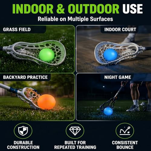 12 Pack Glow in Dark Practice Lacrosse Ball, Orange, Blue, Green, Round
