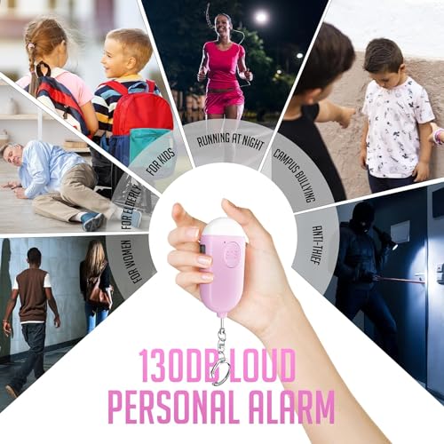 Personal Safety Alarm - Rechargeable - Strobe LED Flashlight - SOS Emergency Loud Alarm - Self-Defense Keychain - for Women, Students, Kids, and Seniors (Pink) - color: Pink