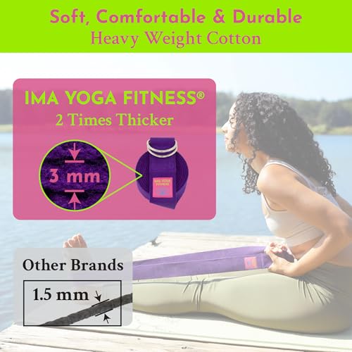 Extra-Wide 2 Inch Cotton Yoga Strap: Stretching, Physical Therapy, Exercise - color: Purple, size: 8 feet
