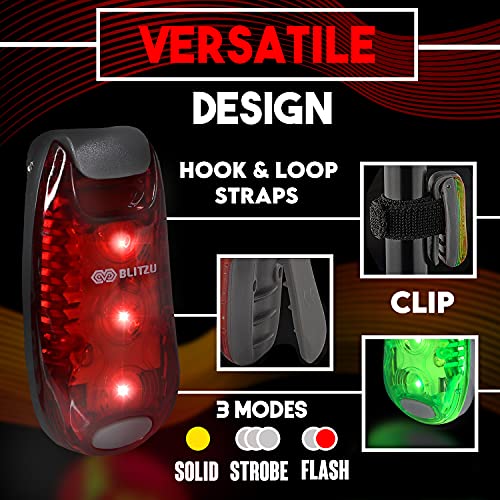 LED Safety Lights 4 Pack, Clip On High Visibility Strobe Light for Walk Run - color: Red
