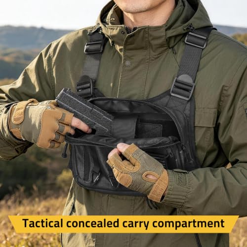 CVLIFE Chest Bag for Men, Outdoor Adjustable Running Vest with Gear Holster