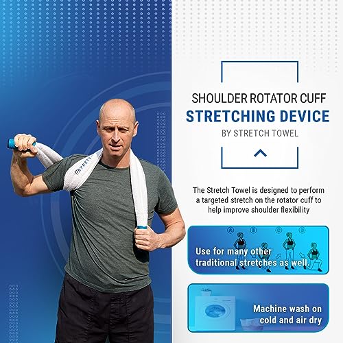Shoulder Rotator Cuff Stretching Device By Stretch Towel; Physical Therapy Shoulder And Full Body Stretching Strap With Easy Grip Handles for Sore and Tight Muscles. Improves Shoulder Flexibility