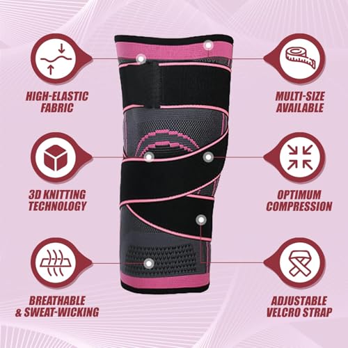 1 Pack Knee Brace for Women, Compression Sleeve with Strap (XLPink) - color: Pink, size: X-Large