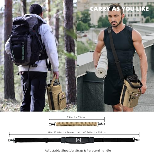 NATURE PIONEOR 26-128 oz Insulated Water Bottle Carrier Holder with Strap - color: Brown, size: One Gallon