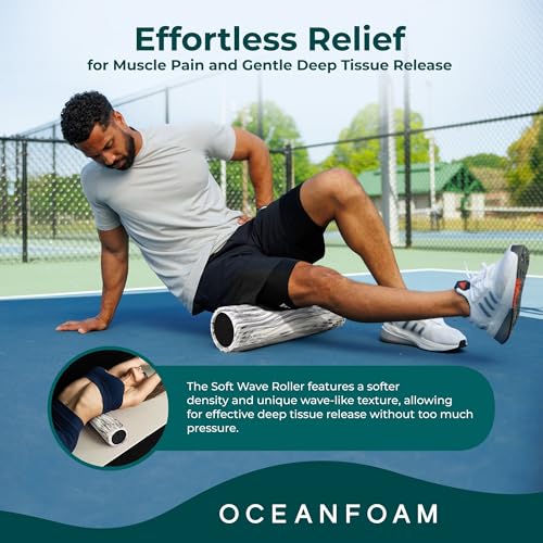 Oceanfoam Soft Tidal Roller - Soft Density Foam Roller (Black Marbled)