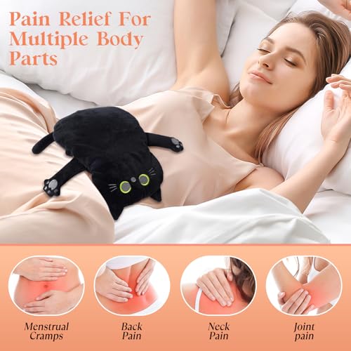 Microwave Heating Pad for Pain Relief, 17" x 15" Microwavable Heating Pads for Neck Shoulder, Cramps, Back Pain, Muscles, Joints, Natural Heat Pack Moist Heat, Menstrual Period, Small Black Cat - size: Small Black Cat-1