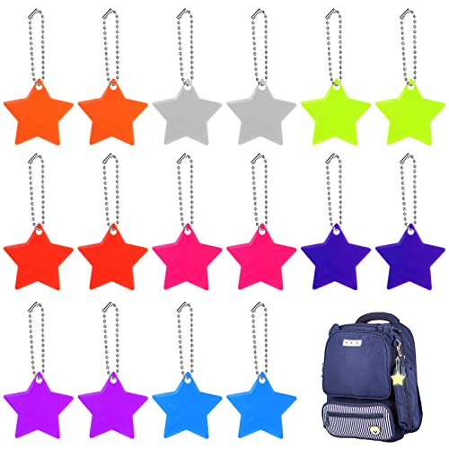 OSDUE Reflector Pendant, 16pcs Waterproof Child Safety Reflector Pendant for School Bag, Wheelchair, Bicycle and Running - color: A - Star