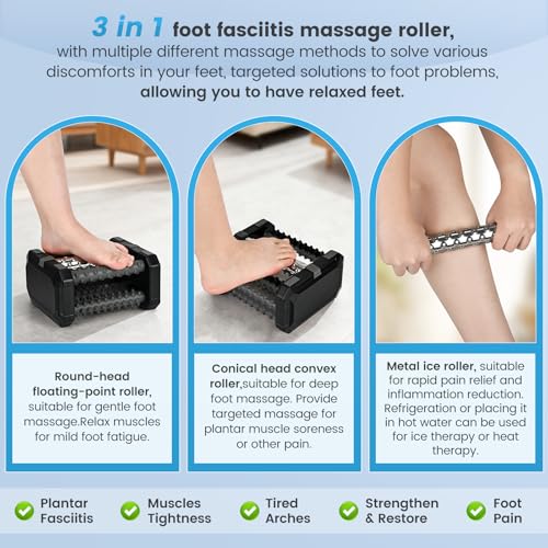 Plantar Fasciitis Relief Foot Roller Massager, Cold Therapy & Reflexology