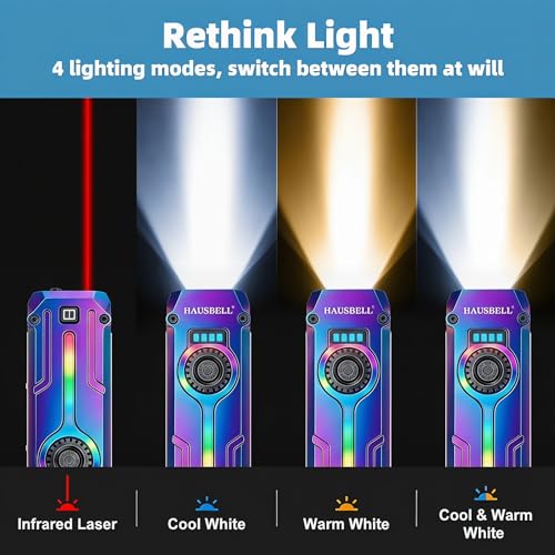 2PCS Flat EDC Rechargeable Tactical Flashlight UV Magnetic small Work light - color: Black+Iridescent