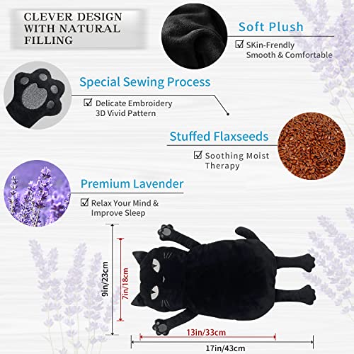 Microwave Heating Pad for Pain Relief, 17" x 9" Microwavable Heating Pads for Cramps, Back Pain, Neck Shoulder, Muscles, Knee, Joints, Natural Heat Pack Moist Heat, Black Cat - size: Medium Black cat - 1