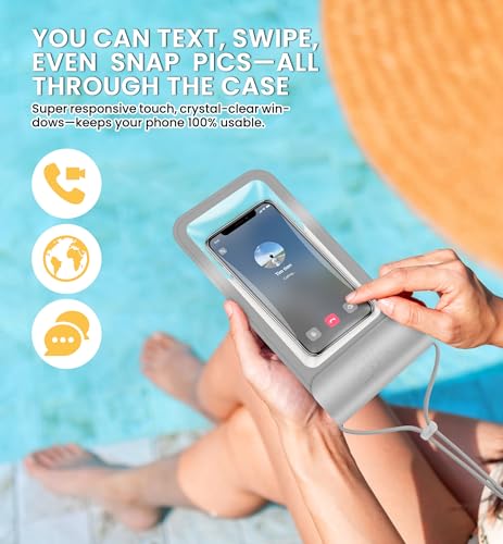 HiRui Waterproof Phone Pouch, Silver, Large - color: Silver, size: Large
