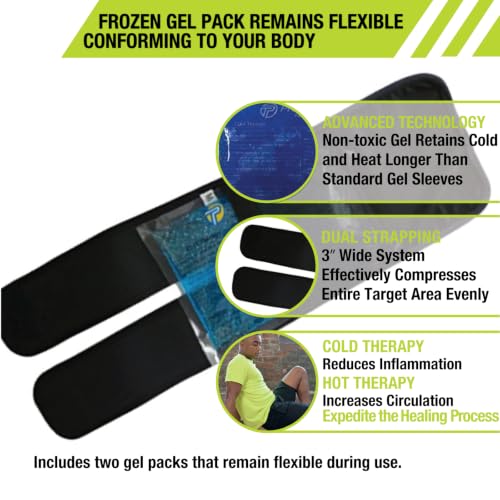 Pro-Tec Athletics Hot/Cold Wrap for Knee and Ankle, Provides Heat and Cold Relief, Dual Strapping System for Compression - size: The Hot / Cold Therapy Wrap (XL)