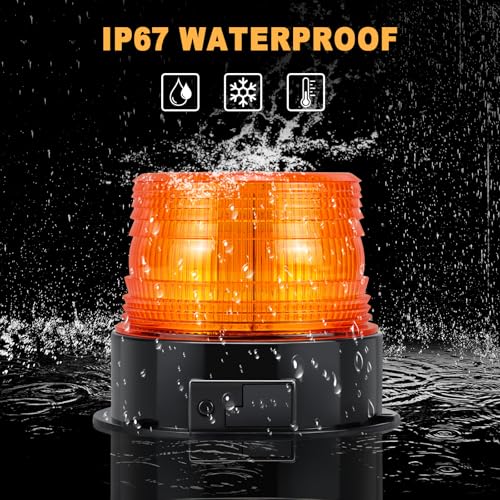Magnetic Cordless Beacon Light,Amber Rechargeable Strobe Lights for Trucks,Portable Flashing Emergency Safety Warning Light for Postal Construction Vehicles Snowplow Golf Carts,Day/Night Visibility