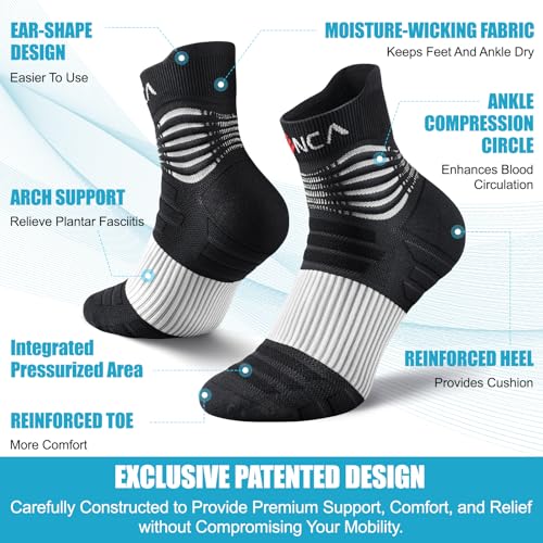 NEENCA Professional Compression Socks for Women Men Circulation, 20-30 mmHg - color: Black White, size: XX-Large