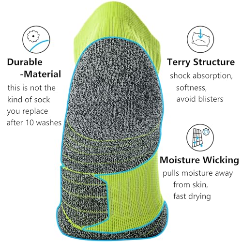 CWVLC Cushioned Athletic Ankle Compression Socks for Women Men 3/6 Pairs - color: 3-pairs Lime-green, size: Medium