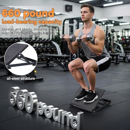 Slant Board Calf Stretcher, 660lbs Capacity Adjustable Incline Board for Plantar Fasciitis Achilles Tendonitis, Non-Slip Surface for Squat & Balance Training