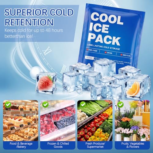 Gerrii 20 Pack Reusable Ice Packs for Lunch Box, 48 Hour Long Lasting