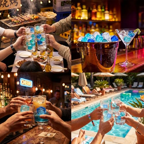 180 Pack Reusable Ice Cubes, Refreezable Plastic BPA-Free Ice Packs for Drinks,Coolers,Lunch Boxes, Non-Diluting Ice Cube without Diluting Drinks for Outdoor Party Ice Bath Coffee Whiskey Beer - size: 180