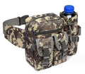 Hiking Waist Fanny Pack With Water Bottle Holder Running Waist Hip Belt Bag Motorcycle Bike Pouch Shoulder Bag - color: ACU Digital