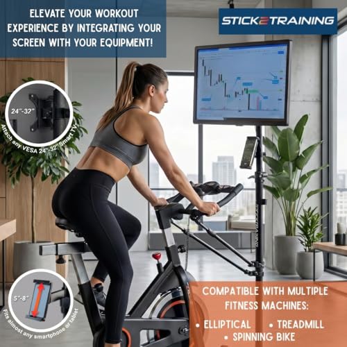 Extra Tall (72”)TV Stand for Treadmill, Exercise Bike & Elliptical – Adjustable VESA Floor Mount for 24-32" TVs – Turn Any Workout Into Screen Time, Never Skip a Training Session Again