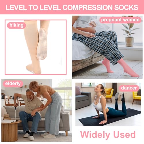 3 Pair Non Slip Compression Socks Women Men - color: Natural Tone, style: Minimalist