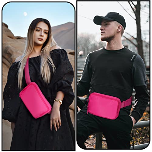 Amazerbst Belt Bag, Fanny Pack, Everywhere Belt Bag,40 Inch Adjustable Strap,for Women and Men,Waterproof - color: Rose Red