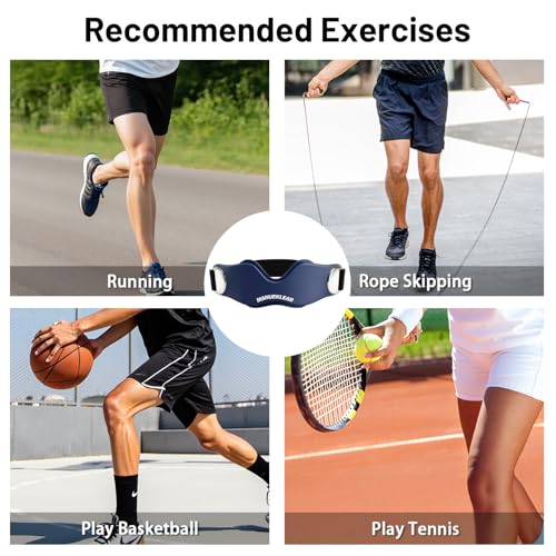 MANUEKLEAR V-Shaped Patella Bands, Adjustable Flex Wrap Patellar Tendon Support Strap for Men Women, Silicone Patella Knee Straps Suitable for Pain Relief Running Hiking Basketball, (2pcs) (Blue) - color: Blue