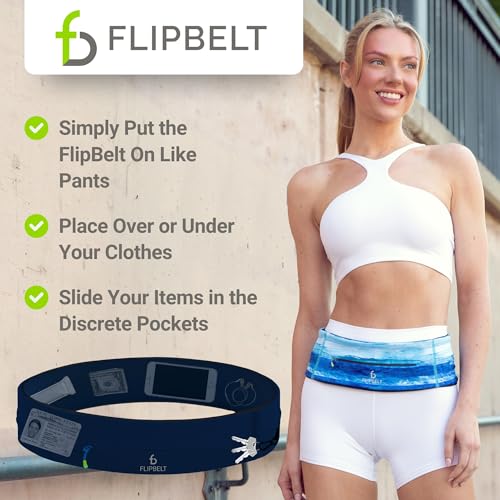 FlipBelt Zipper Running Belt, Waist Pack for Fitness and Running, US Company - color: Midnight Blue, size: X-Small