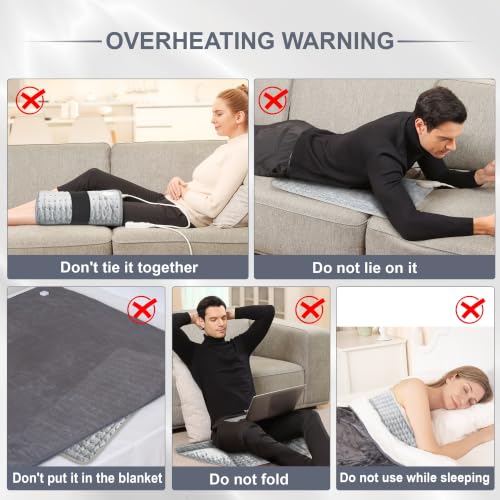 Heating Pad,Heated Blanket,Heating Pad for Back Neck,Silvergray,24x12 in - color: Gray, size: 24x12 Inch