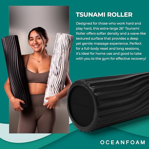 Oceanfoam Tsunami Roller - Extra Large Soft Density Foam Roller (Black) - color: Black