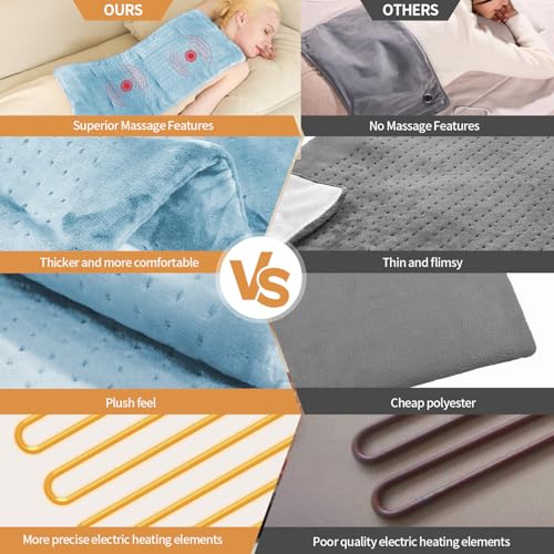 SAROO Heating Pad for Back Pain Cramps Relief,12"×24",Sky Blue - color: Sky Blue