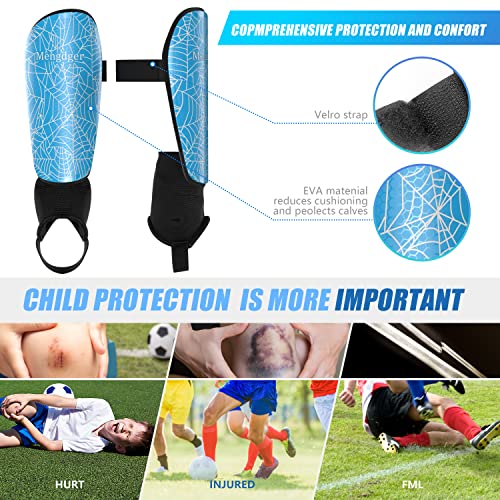 Shin Guards Soccer Youth Kids Boys Girls Toddler Shin Pads Child EVA Cushion Protection Reduce Shocks Injurie Calf Protective Gear Suitable for 4 5 6 7 8 9 10 11 12 Years Old - color: Blue Ankle, size: Small