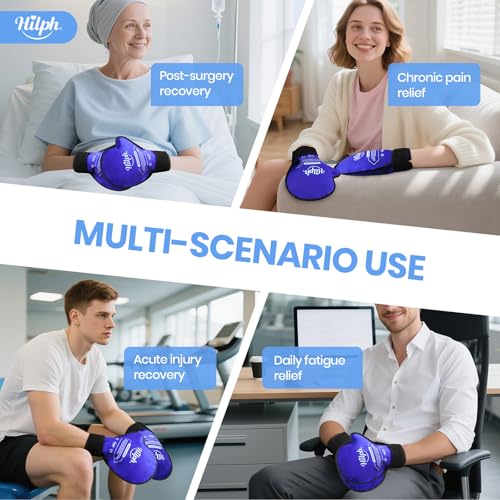 Hilph Hand Ice Pack Gloves for Pain Relief 2 Pack, Hot Cold Therapy Gloves