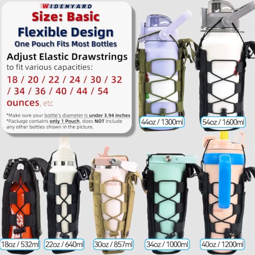 Molle Water Bottle Holder Pouch, 16-77oz Adjustable Capacity - color: Black, size: Basic