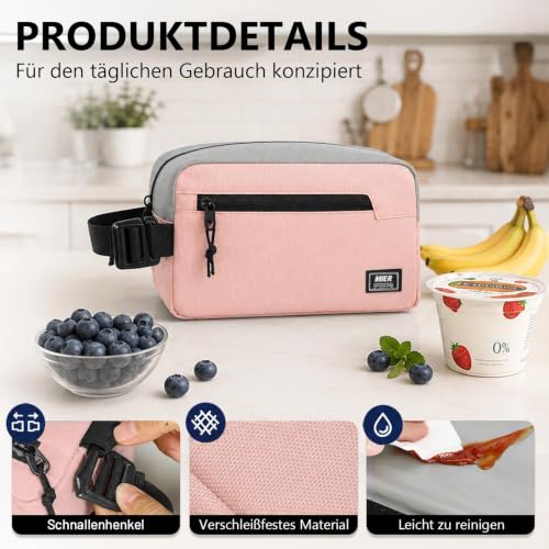 MIER Small Freezable Snack Bags Frozen Mini Cooler with 2 Gel Packs, Pink - color: Pink/Grey